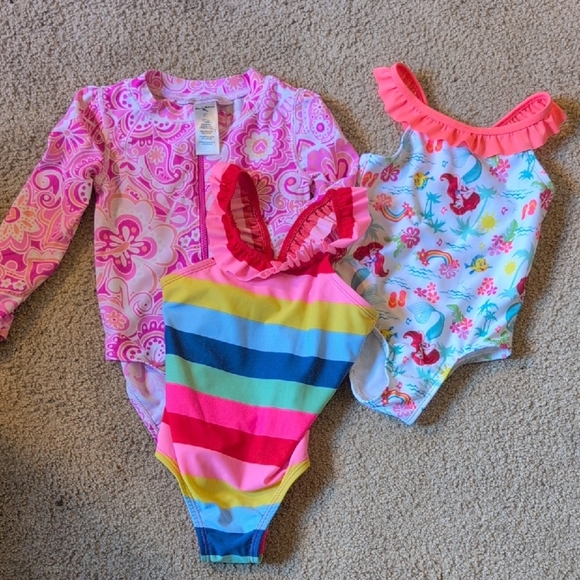 Girls Mixed Brand Swimsuit Bundles Size 2/3T Three One Piece Swimsuits Vacation - Picture 1 of 10